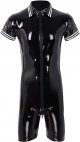 Men's Shiny Patent Leather Jacket Casual Slim Fit Leather Tank Top T-Shirts